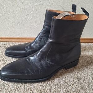 Magnanni Shoes Mens 10D Black Donosti Leather Chelsea Boots Ankle Zip Spain